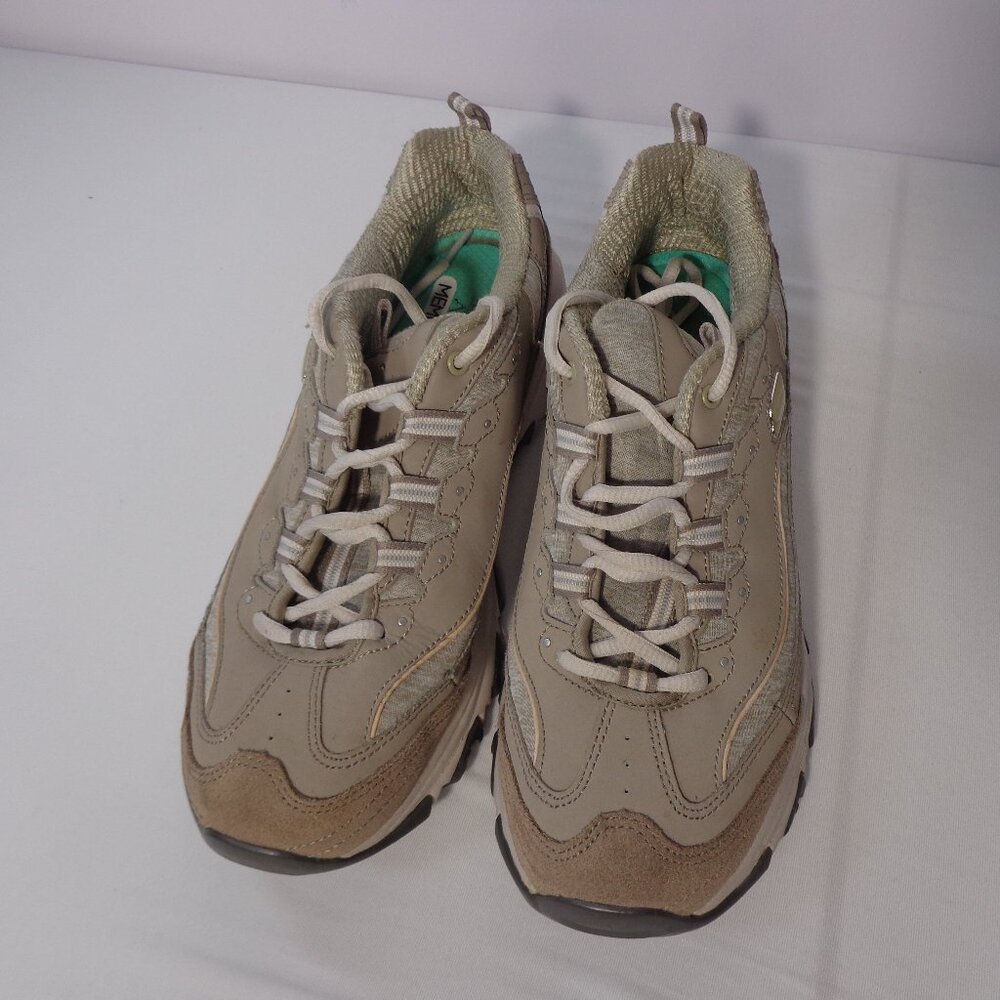 Skechers D'Lites Air-Cooled Memory Foam Leather Beige Sneakers Women's Size 10 - Picture 3 of 7